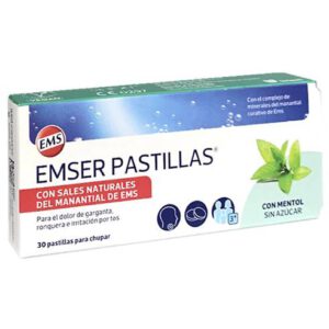 EMSER CON MENTOL SIN AZUCAR 30 PASTILLAS PARA CHUPAR